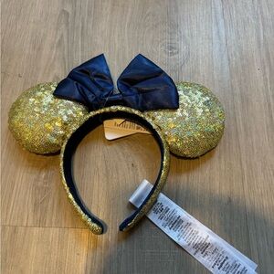 50th Anniversary WDW Gold Sequin Ears With Blue Bow